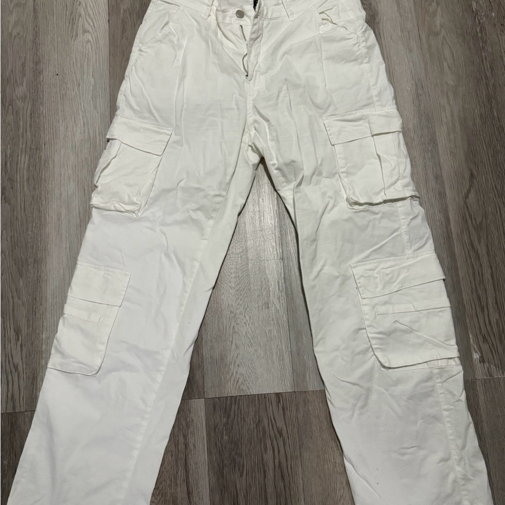 Gilipur White Cargo Pants Utility Style Size L